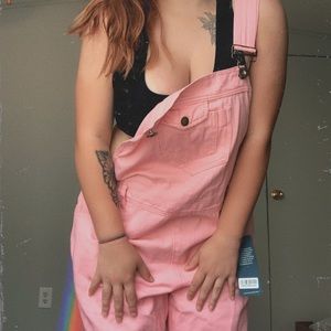 Bubble Gum Pink Long Overalls
